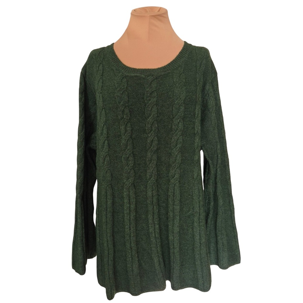 Bloomchic NWT Forest Green Cable Knit Wool Blend Sweater Tunic Plus Size 18-20